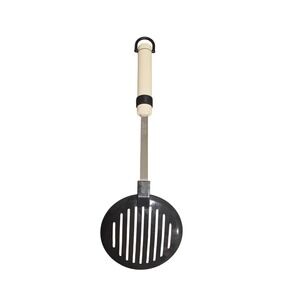 Pedrini Lillo Skimmer Spoon Inox Italy Black Slotted Nylon Head White Handle